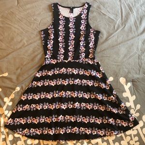 H&M floral stripe skater dress